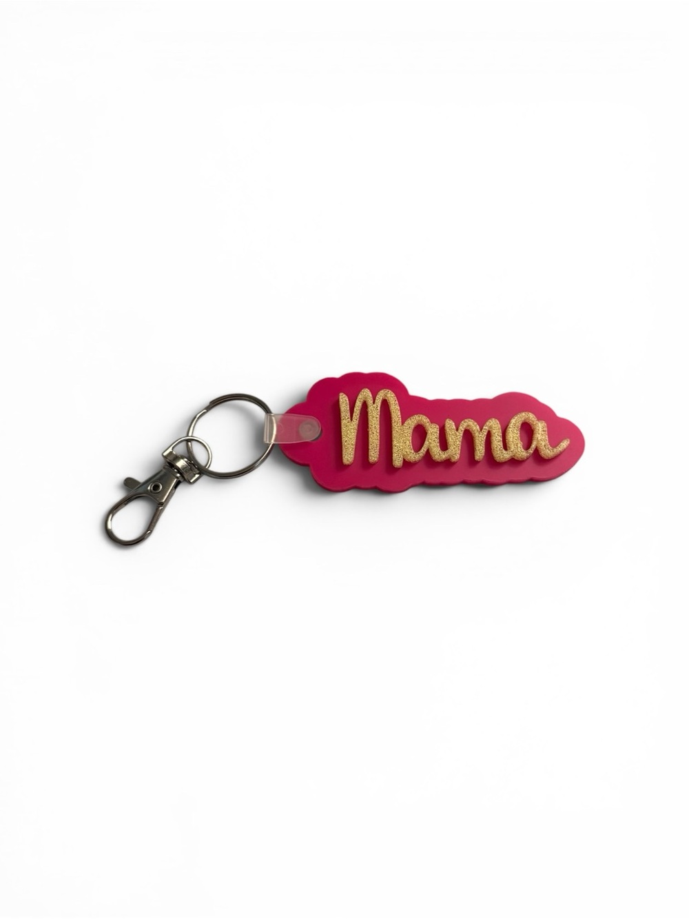 Mama Pink Keychain with Gold Script